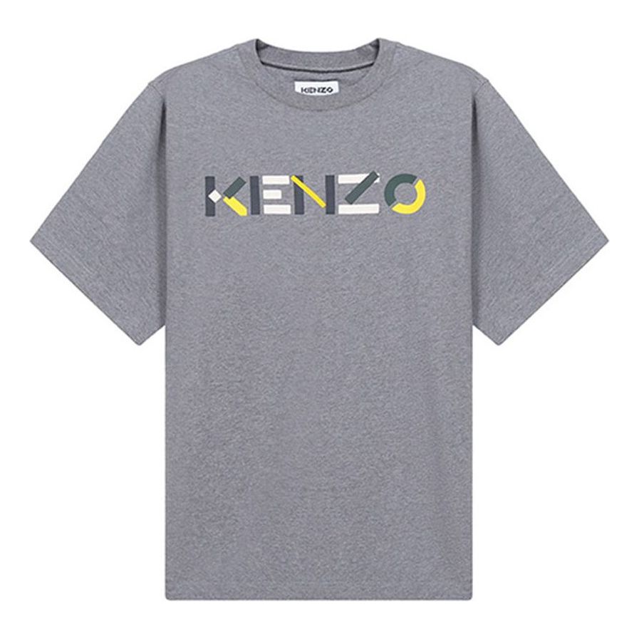 Men's KENZO SS21 Loose Version Logo Round Neck Short Sleeve Gray FB55TS0554SB-95