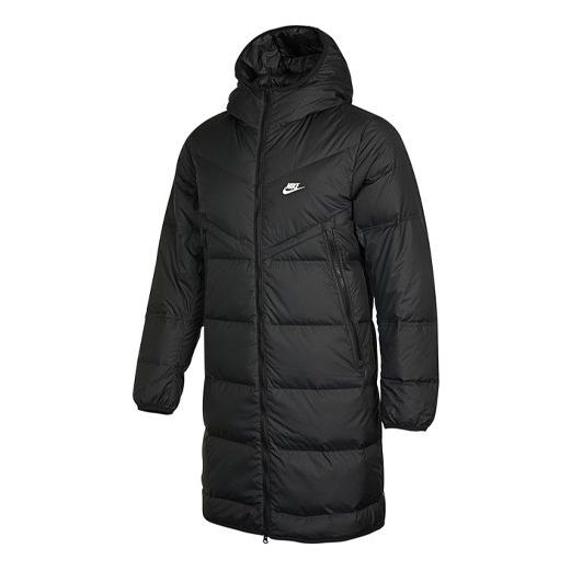 Nike Logo Mid-Length Sports Hooded Down Jacket Asia Sizing 'Black' DD6789-010