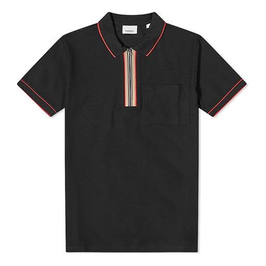 Men's Burberry Stripe Short Sleeve Polo Shirt Black 80333961