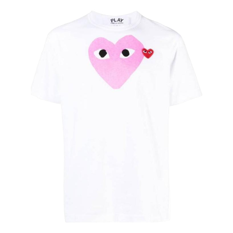 COMME des GARCONS PLAY SS25 Printed Heart with Red Emblem Pink T-Shirt 'White' AX-T106-051-4