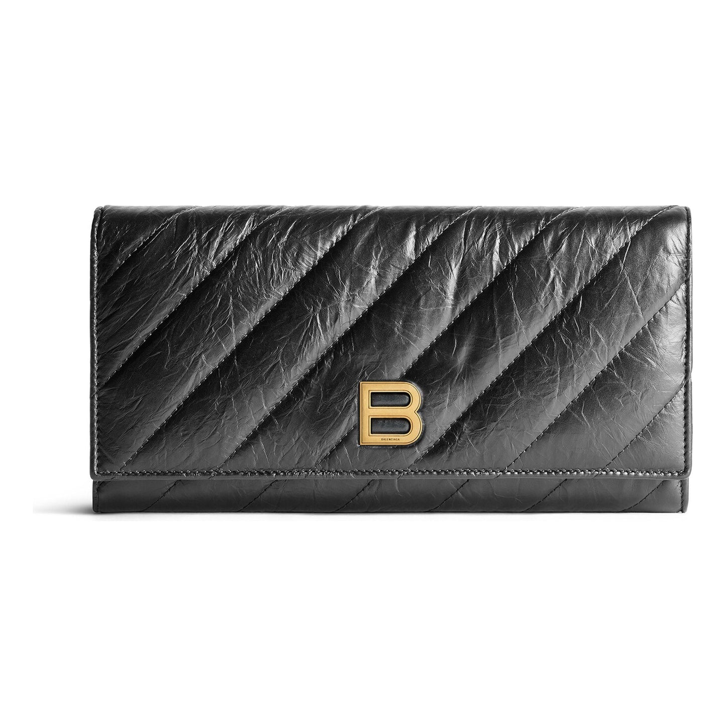 (WMNS) Balenciaga Crush Wallet On Chain Quilted 'Black' 781723210J11000