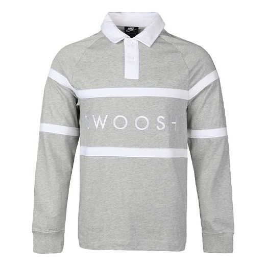 Men's Nike Alphabet Embroidered Rugby Gray Polo Shirt CV0169-063