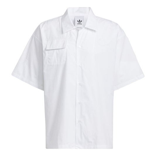 adidas originals Speed Ss Shirt Smiling Face Pattern Embroidered Solid Color Short Sleeve Couple Style White HU1236