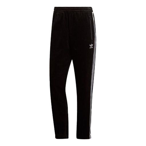 adidas originals Cord BB TP Retro corduroy Stripe Casual Sports Long Pants Black FH8606