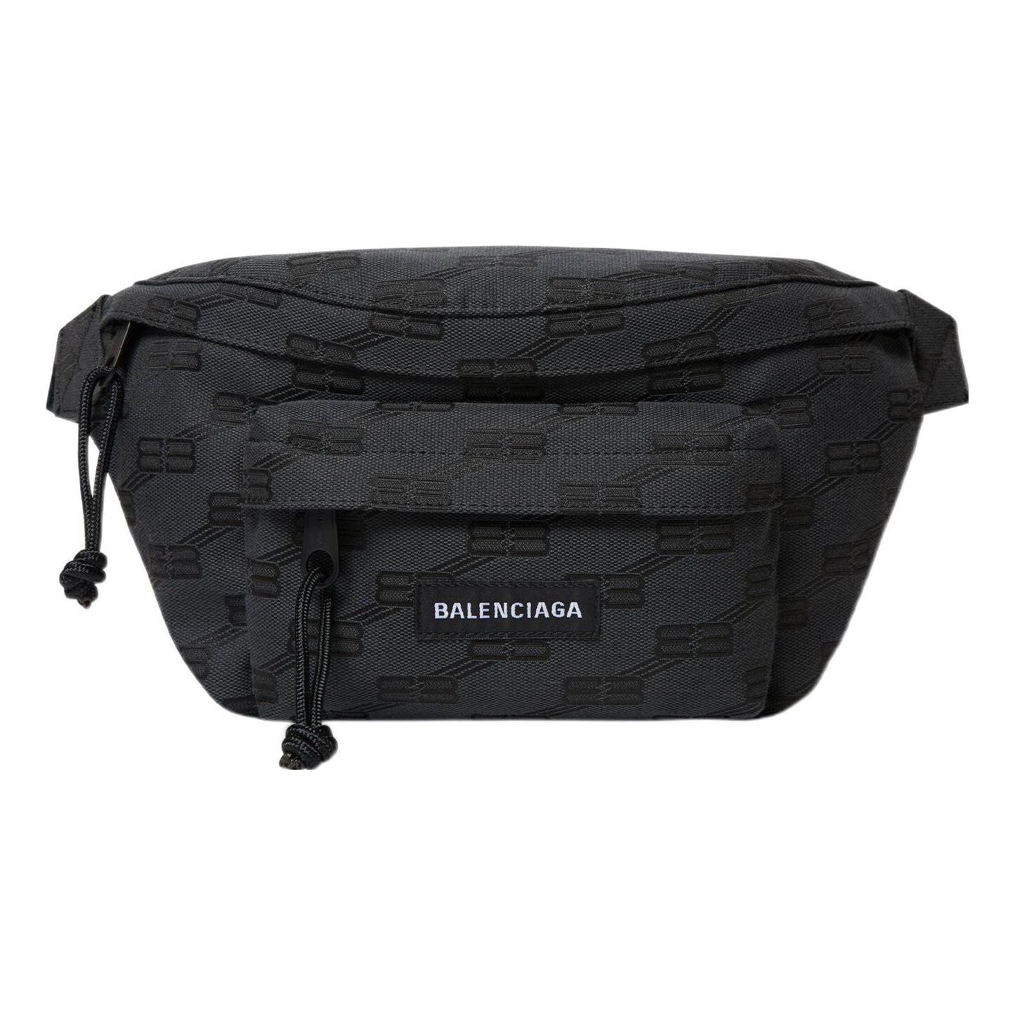 Balenciaga Signature Medium Beltpack Bb Monogram Jacquard Canvas 'Black' 713042210HH1061