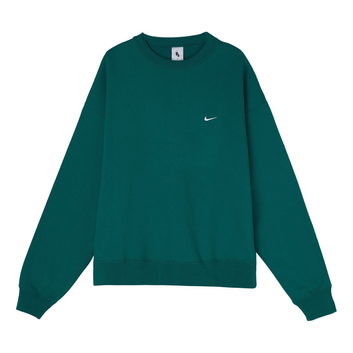 Men's Nike Lab Fleece Crew Solid Color Plush Stay Warm Sports Round Neck Pullover Green DA0318-340