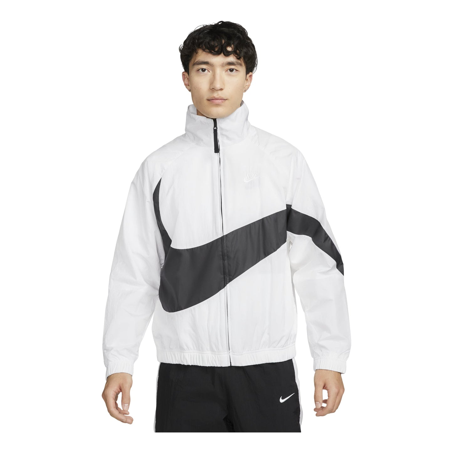 Nike Swoosh Large LOGO Woven Windproof Stand Collar Casual Sports Jacket Asia Edition White AR3133-100