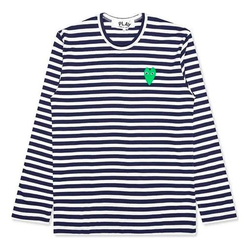 COMME des GARCONS PLAY Striped Long Heart Long Sleeves Tee 'Navy White' AZ-T052-051-1