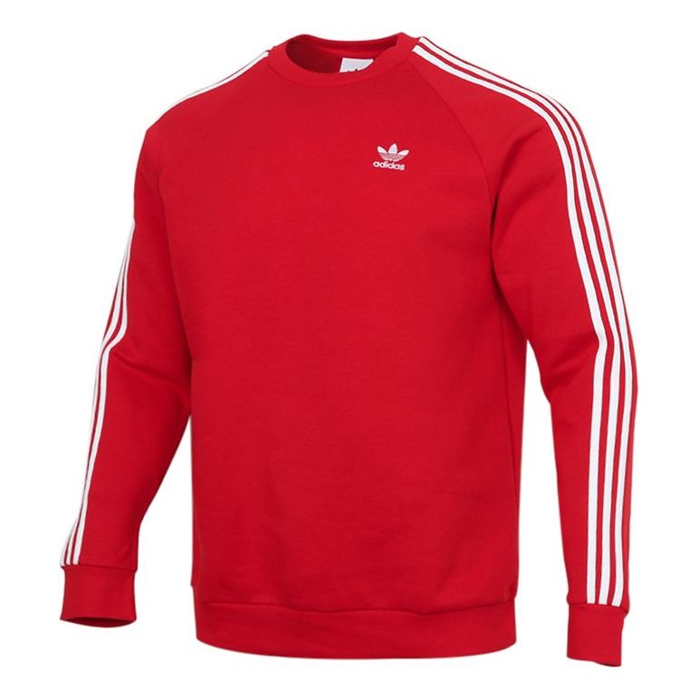 adidas originals 3-stripes Crew Round Neck Long Sleeves Red GN3484