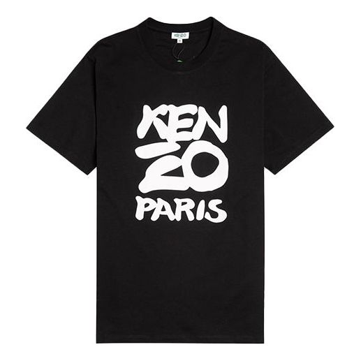 Men's KENZO Classic Printing Logo Round Neck Short Sleeve Black FA55TS0184SA-99