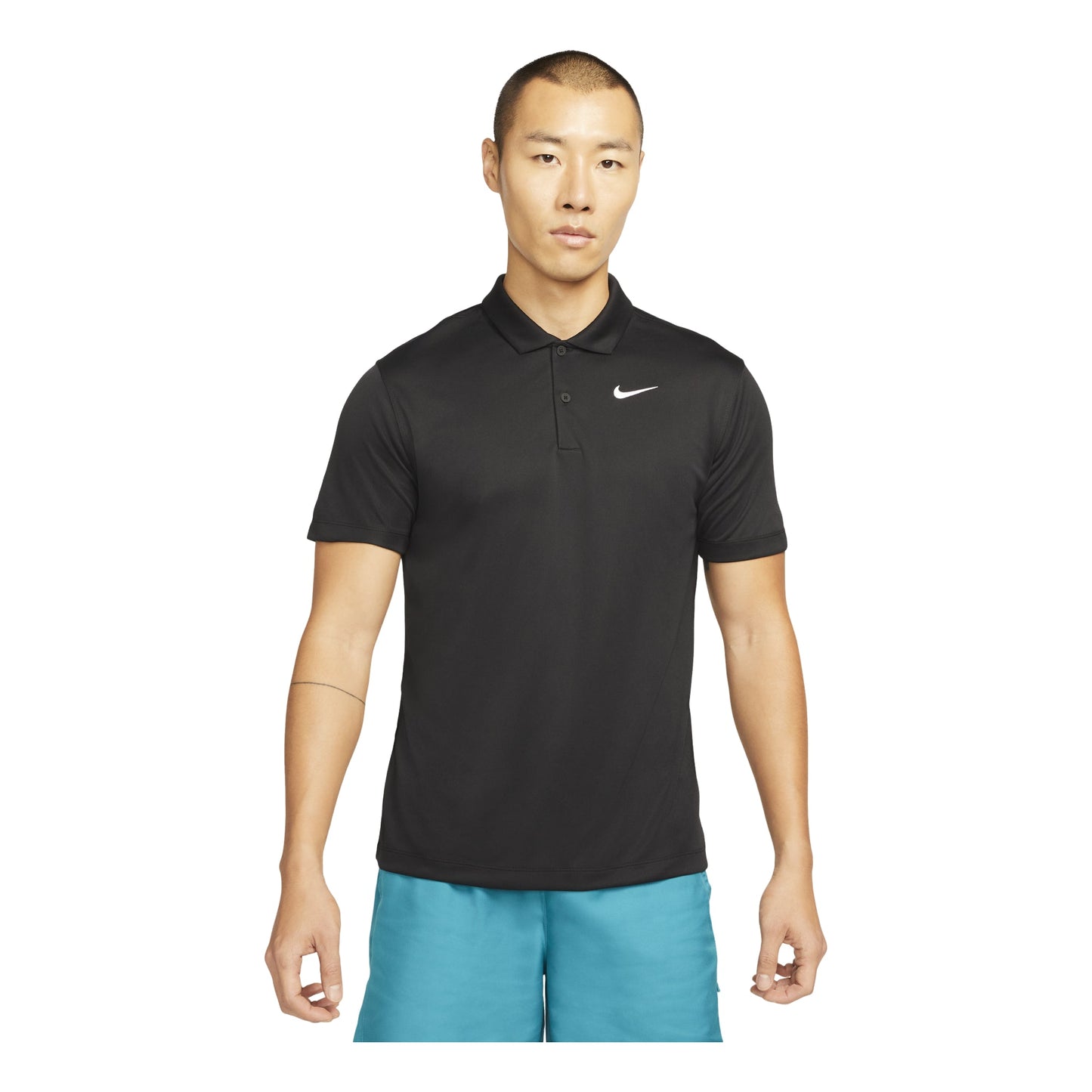 Men's Nike Solid Color Buckle Short Sleeve polo Black Polo Shirt DH0858-010