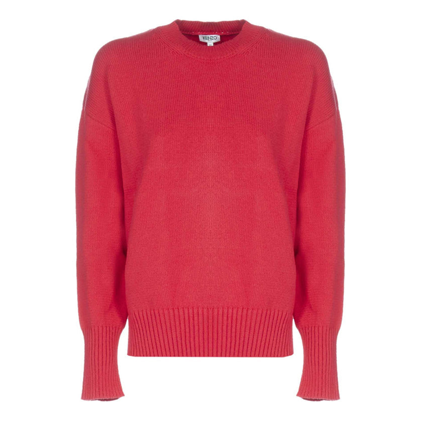 KENZO Solid Color Round Neck Pullover Long Sleeves Wool Sweater Red F962TO496814-27