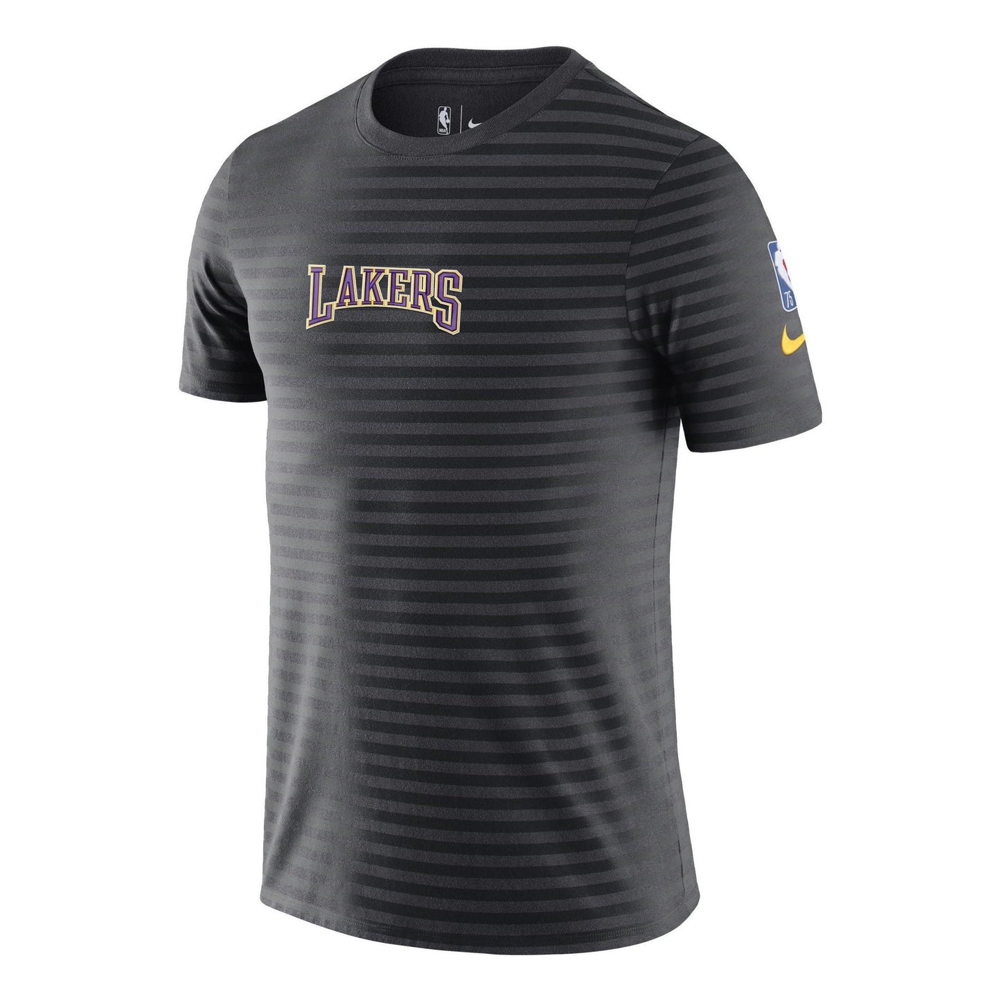Men's Nike Stripe Alphabet Printing Round Neck Pullover Short Sleeve Brooklyn Nets Black T-Shirt DA5872-060