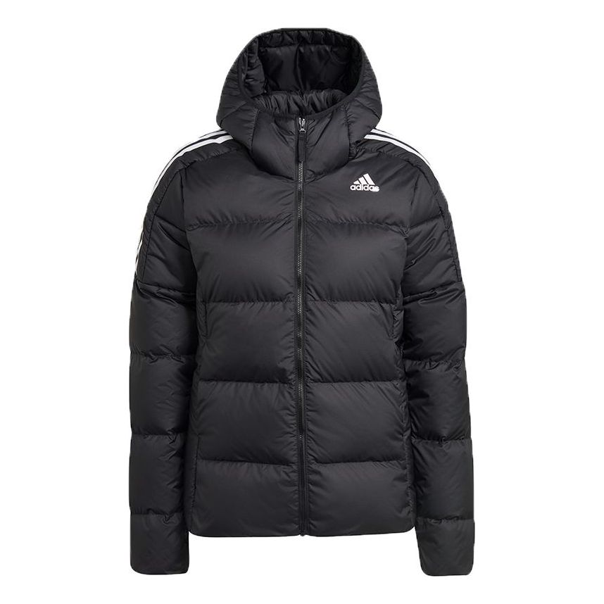 (WMNS) adidas Essentials Midweight Down Hooded Jacket Asia Sizing 'Black' GT9175