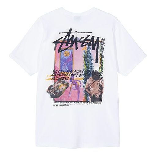 Stussy Daydream Tee Printing Poster Short Sleeve Unisex White 1904614-WHITE
