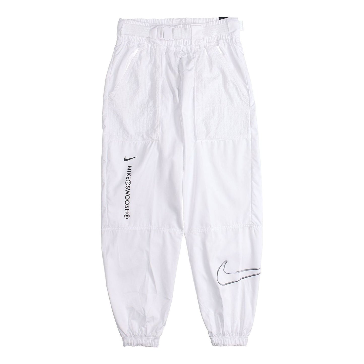 (WMNS) Nike Logo Printing Sports Adjustable Belt Bundle Feet Woven Long Pants/Trousers Autumn White DJ8997-100