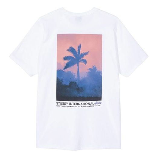 Stussy Fire Palm Tee Pattern Short Sleeve Unisex White 1904428-WHITE
