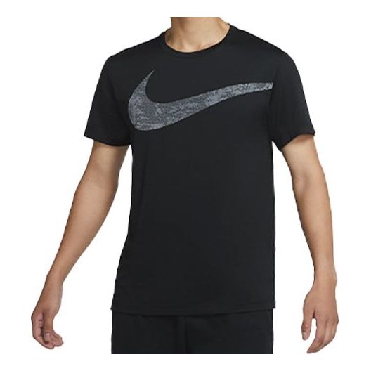 Nike Round Neck Training Short Sleeve 'Black Big Swoosh' CZ1355-010