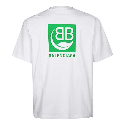 Balenciaga Logo Environmental Friendly Short Sleeve Unisex White 594579THV639000