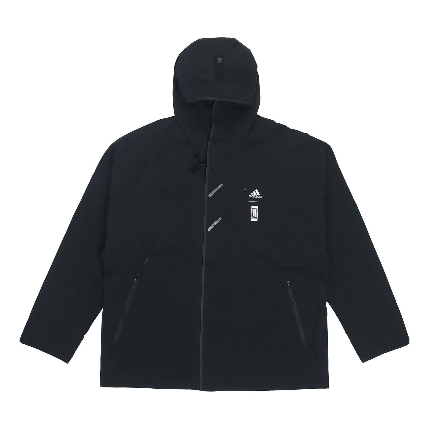 Men's adidas Wj Wv Jkt Martial Arts Series Logo Hooded Fleece Lined Sports Jacket Black HE5117