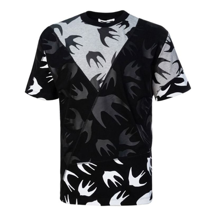 Men's McQ Alexander McQueen Swallow Pattern Round Neck Short Sleeve Colorblock 477018-RPT50-1073