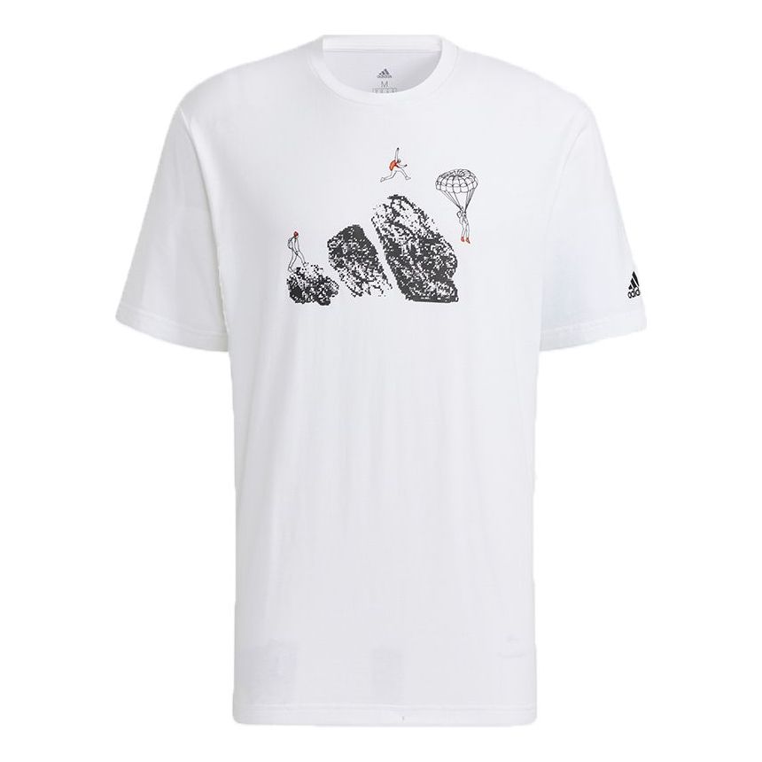adidas Jump Gfx Ss T Cartoon Pattern Printing Sports Short Sleeve White H20793