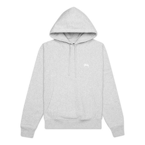 Men's Stussy Logo Hoody hooded Pullover Long Sleeves light grey 118364-GHEA