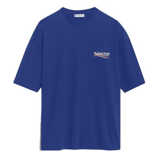 Balenciaga Political Campaign Printing Large Version Short Sleeve Royal blue 518213TAV444540