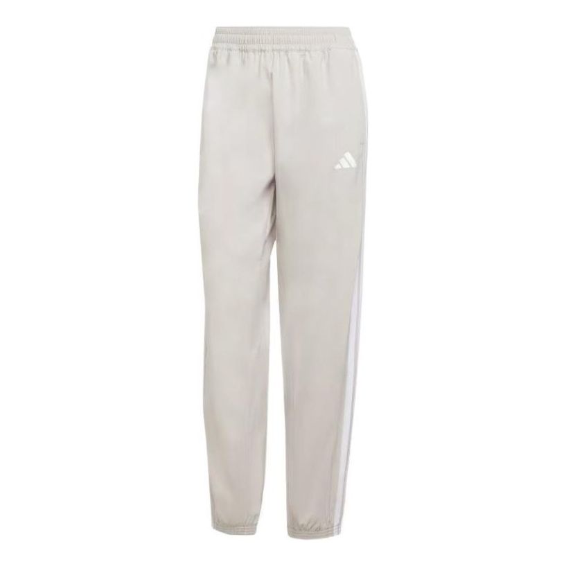 (WMNS) adidas Train Essentials 3 Stripes Woven Pants Asia Sizing 'Beige White' JD6522
