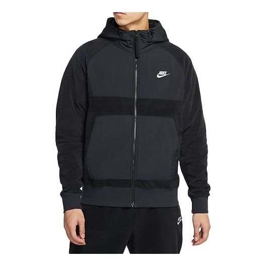 Nike Contrast Color Stitching Windproof Hooded Jacket Black DJ4139-010