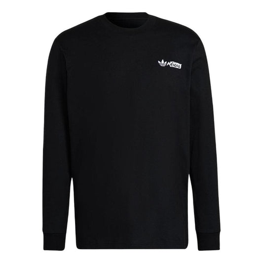 adidas originals Casual Solid Color Back Large Alphabet Long Sleeves Black HT1660