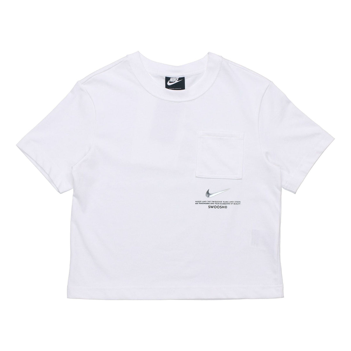 (WMNS) Nike Sportswear Swoosh Short Printed Round Neck Pullover T-Shirt White CZ8912-100