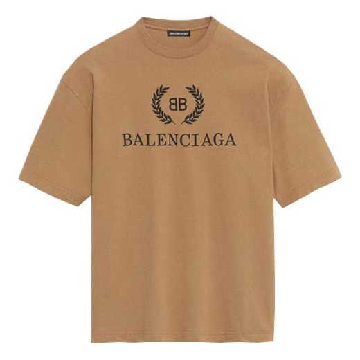 Balenciaga BB Pattern Printing Short Sleeve Unisex Khaki 578139TEV529610