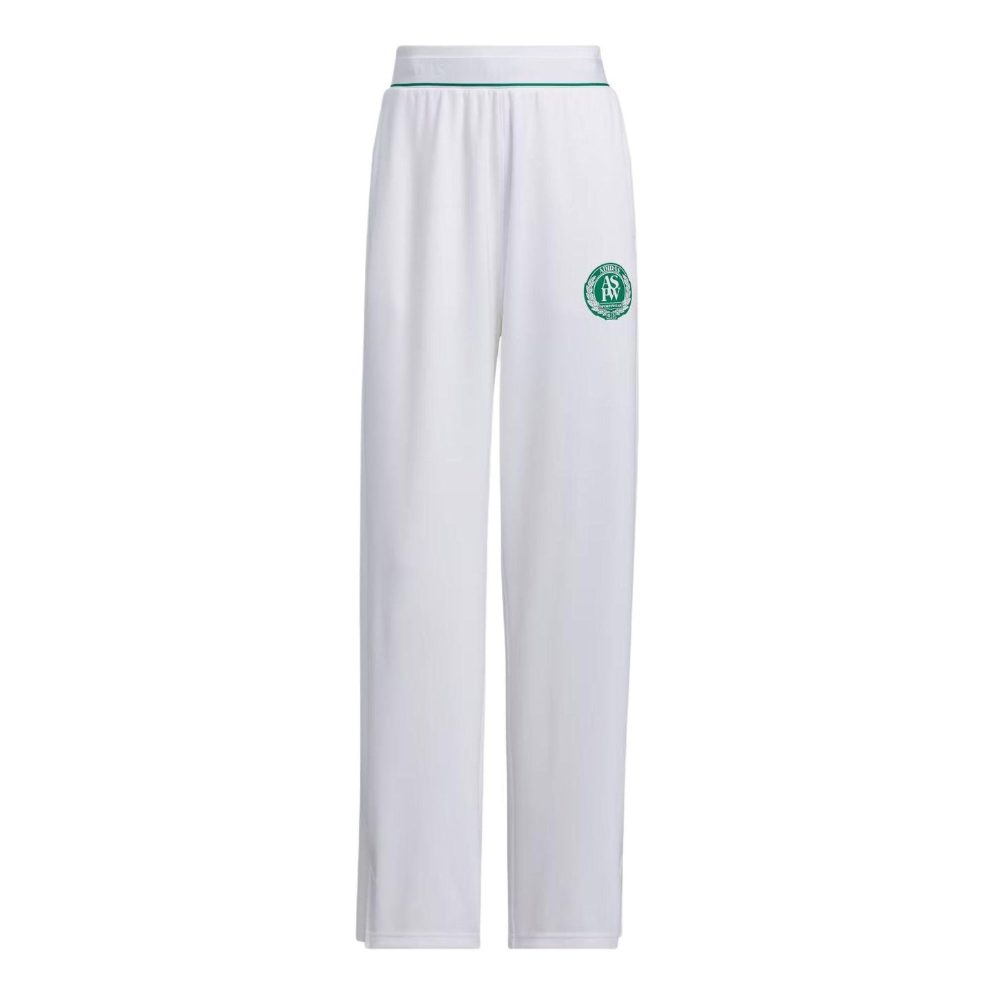 (WMNS) adidas Verbiage Doubleknit Pants Asia Sizing 'White Green' JE3615