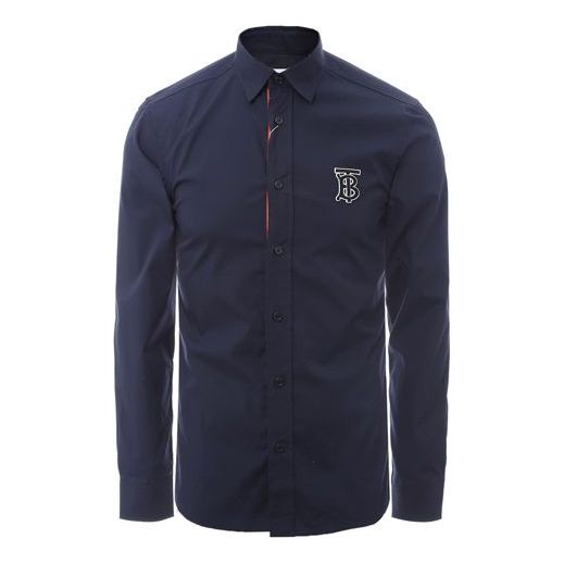 Burberry SS21 TB Long Sleeve Shirt Men's Blue 80234621