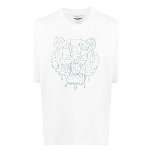 Men's KENZO SS21 Embroidered Round Neck Short Sleeve White FB55TS0654SL-01B