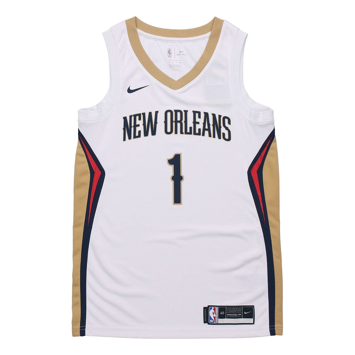 Nike NBA SW Fan Edition 20 Season New Orleans Pelicans Zion 1 Jersey 'White' CW3601-107