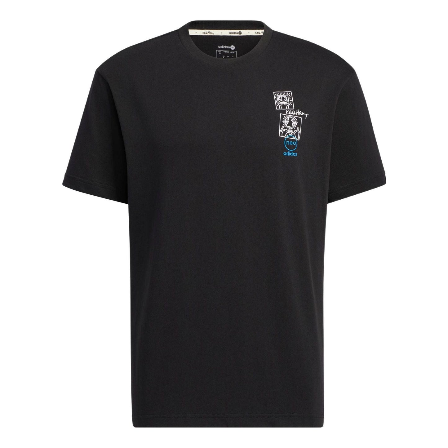 adidas neo x Keith Haring Crossover Cartoon Earth Pattern Printing Short Sleeve Black HD7269