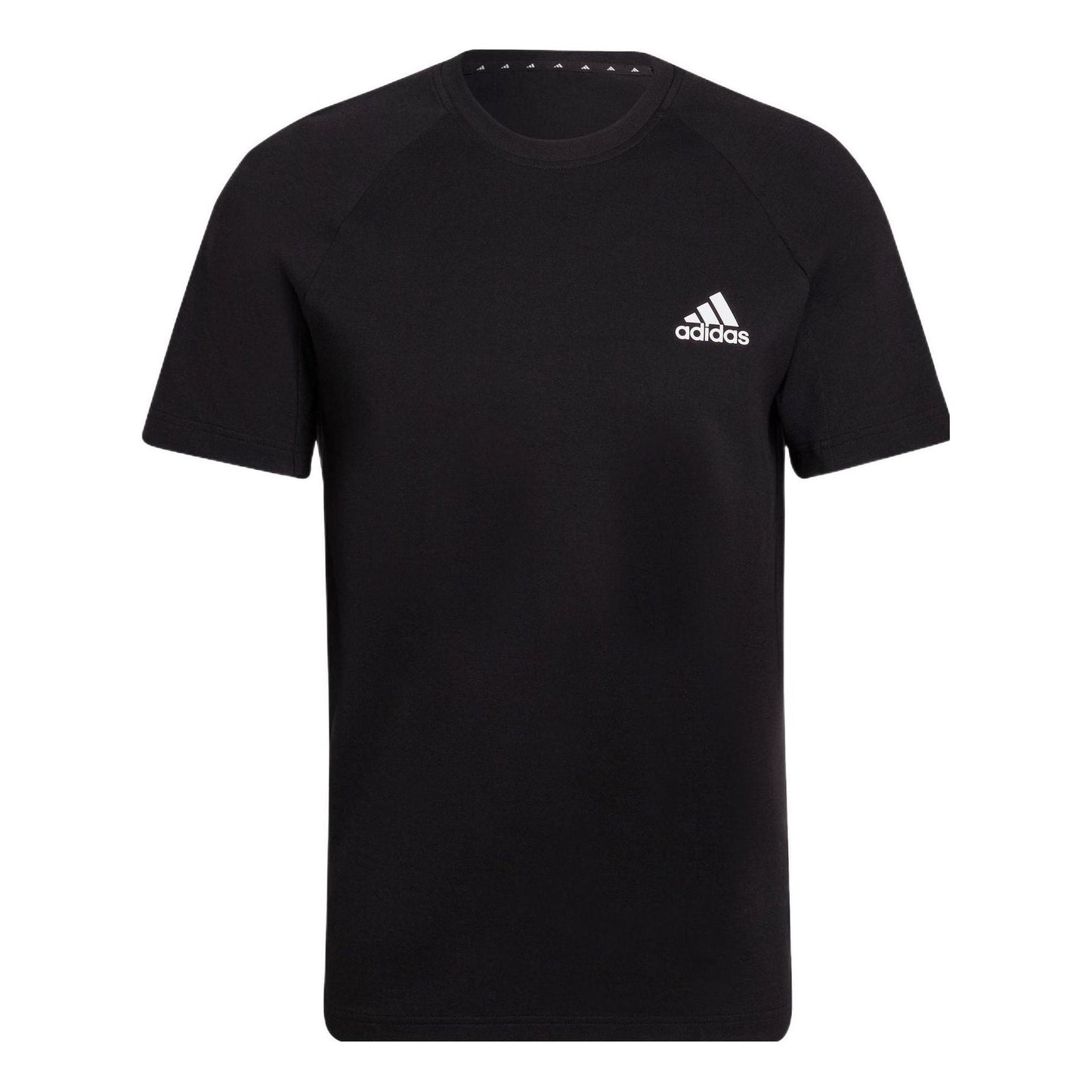adidas Solid Color Logo Micro Mark Casual Sports Short Sleeve Black HE2238
