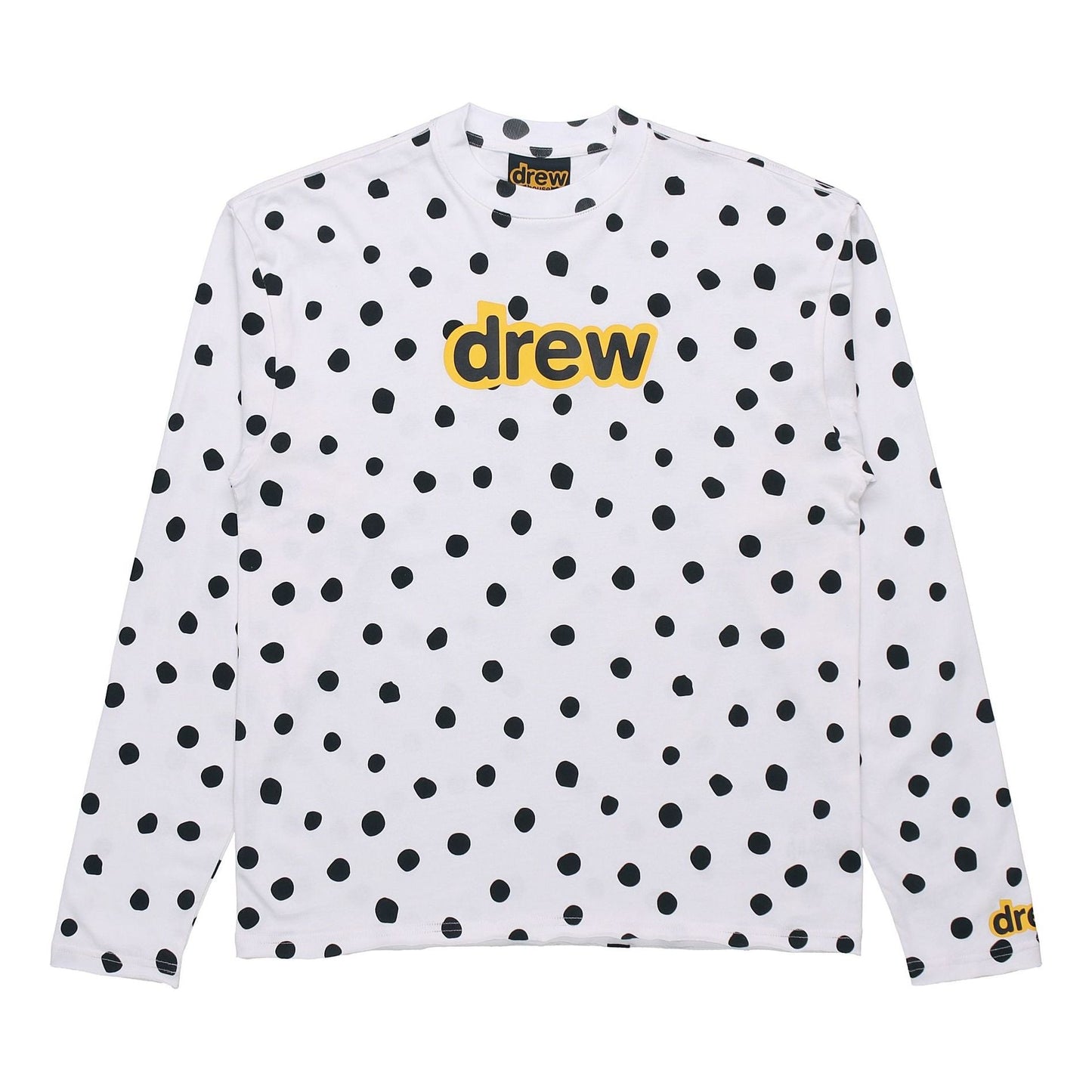 Drew House SS21 Secret ls Tee polka dots Alphabet Long Sleeves Unisex White DR-SS21-32