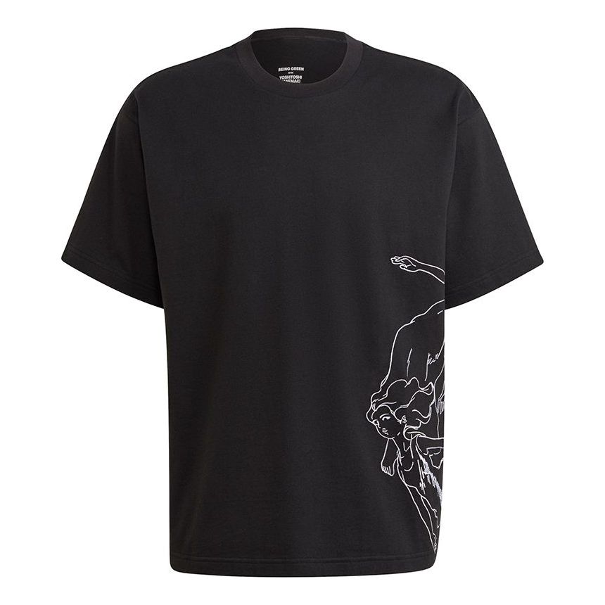 adidas originals Artist Tee Ss White Embroidered Sports Round Neck Short Sleeve Black HA4694