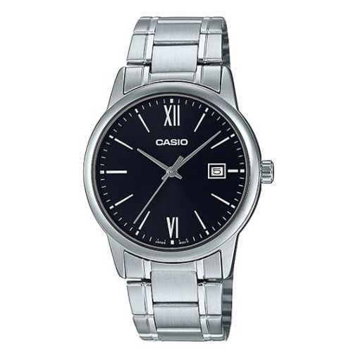 CASIO Men's DRESS Black Mens Silver Analog MTP-V002D-1B3