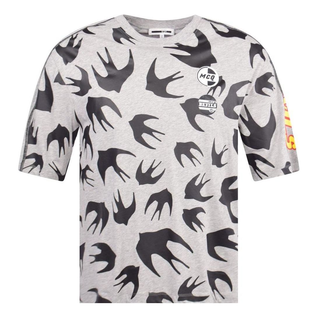 McQ Alexander McQueen Classic Printing Cotton Short Sleeve Unisex light grey 527529-RMT70-1225