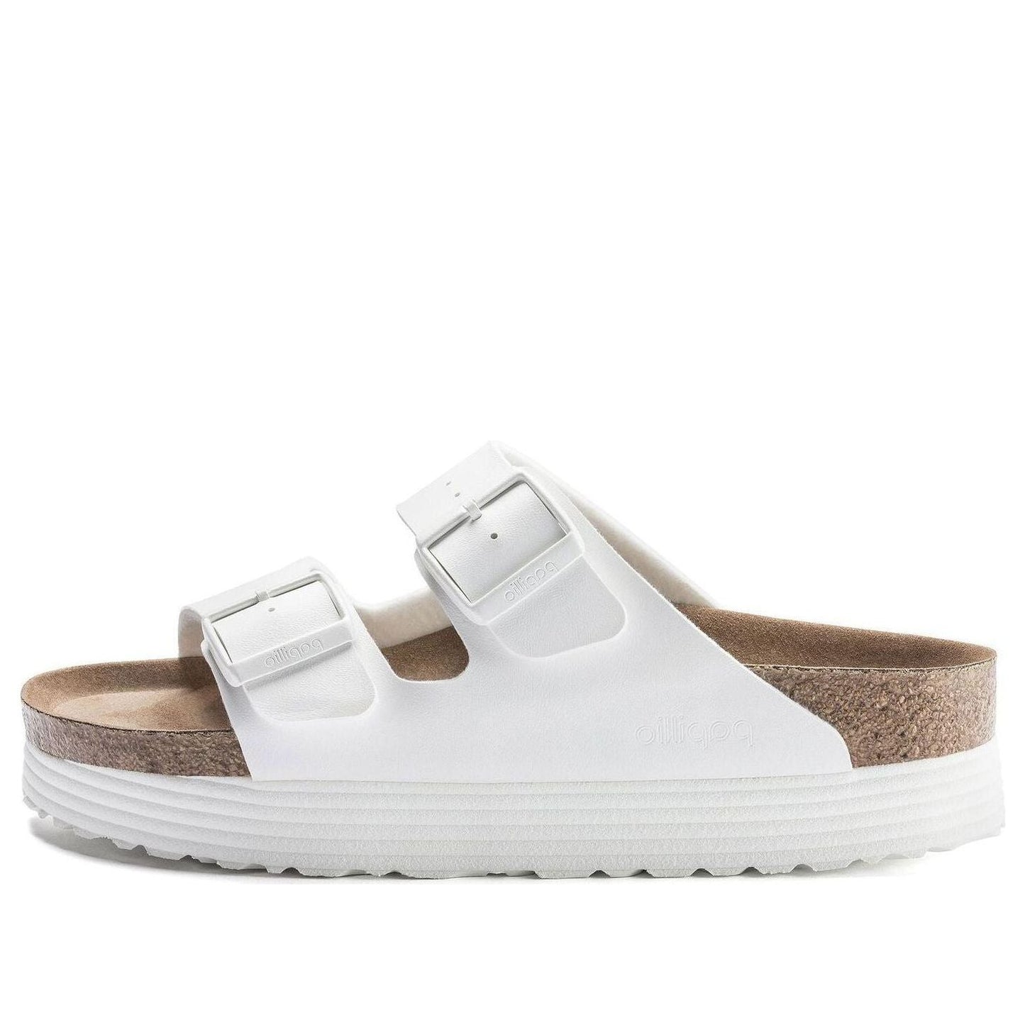 (WMNS) Birkenstock Arizona Platform Vegan Birko-Flor Narrow Fit Sandals 'White' 1018581