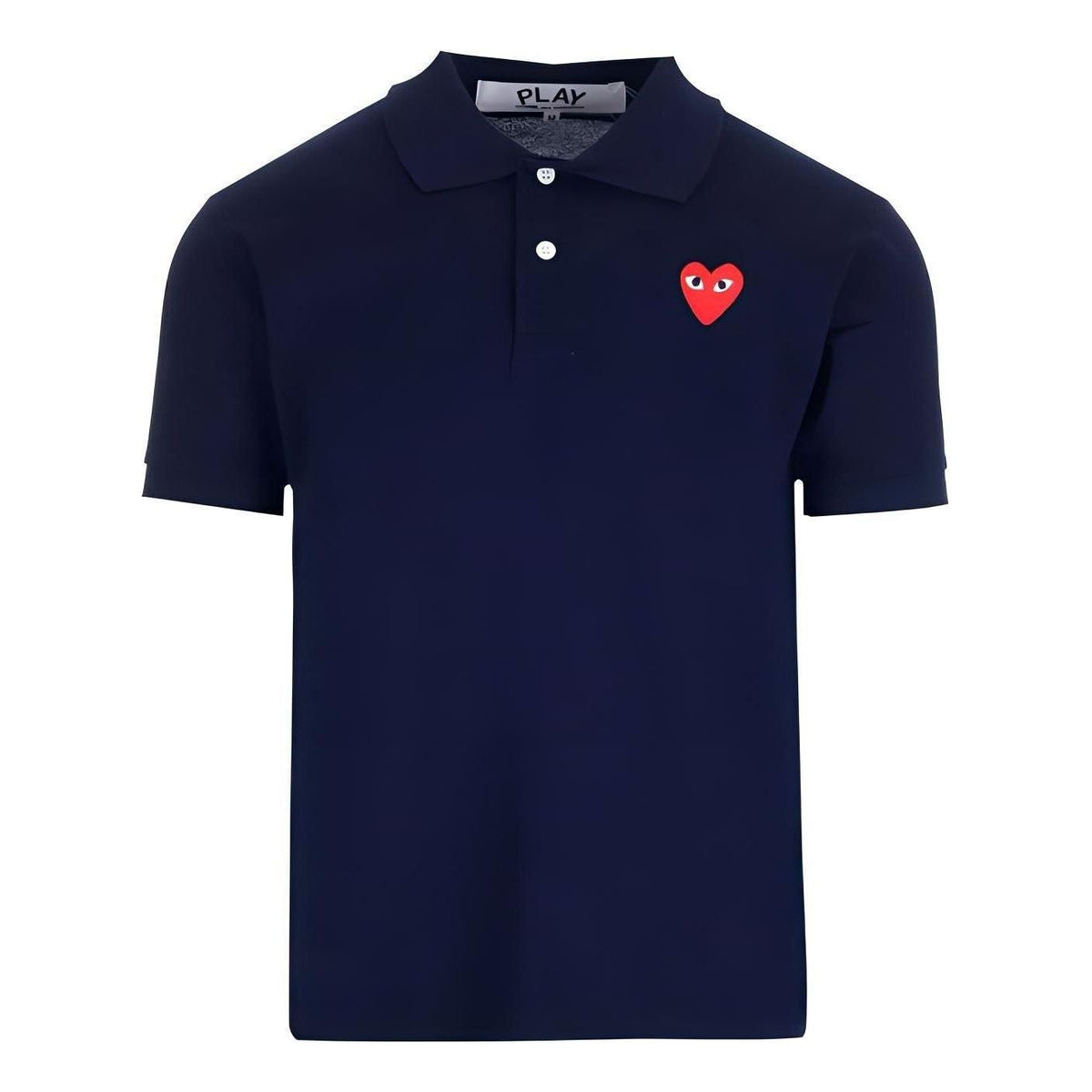 COMME des GARCONS PLAY SS25 Red Emblem Polo Shirt 'Navy' AX-T006-051-2