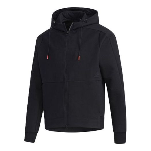 adidas Tech Heavy Track Top Fab Sports Windproof Hooded Jacket Black GF4027