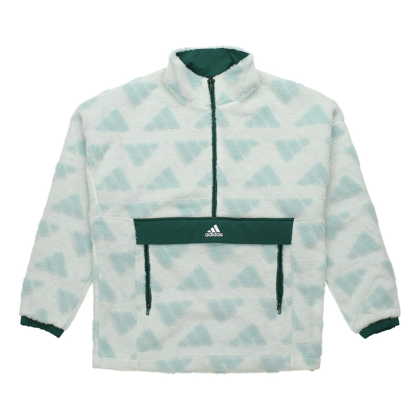 adidas Sport Performance Stay Warm Windproof Stand Collar polar fleece Pullover Jacket Green GM4441