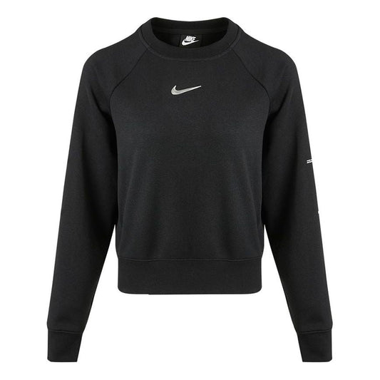 (WMNS) Nike Sportswear Swoosh Casual Sports Round Neck Black Hoodie CZ8891-010