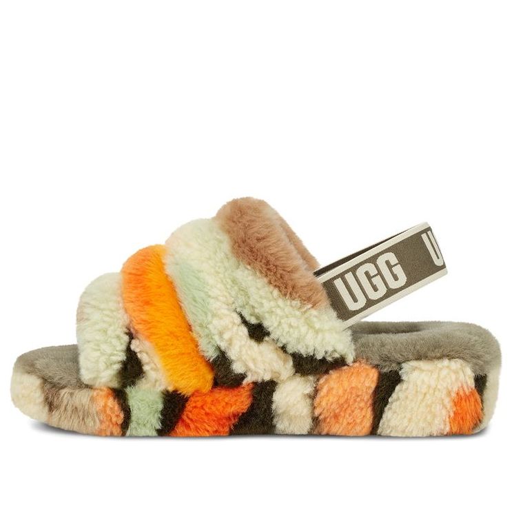 (WMNS) UGG Fluff Yeah Slide Cali Collage 'Olive Green' 1118164-OLV