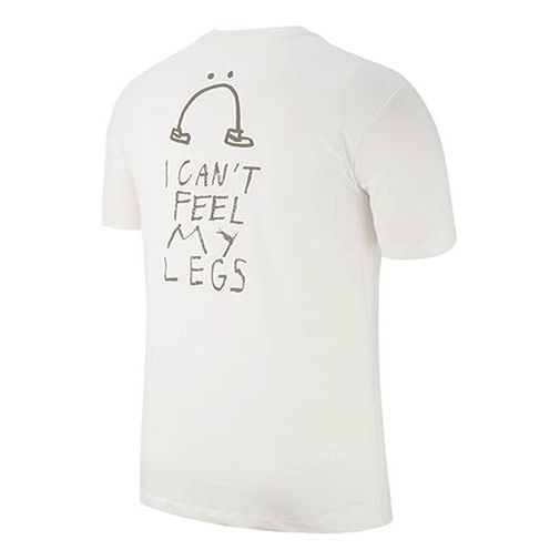 Nike Cartoon Alphabet Logo Printing Round Neck Short Sleeve White T-Shirt AO0624-100